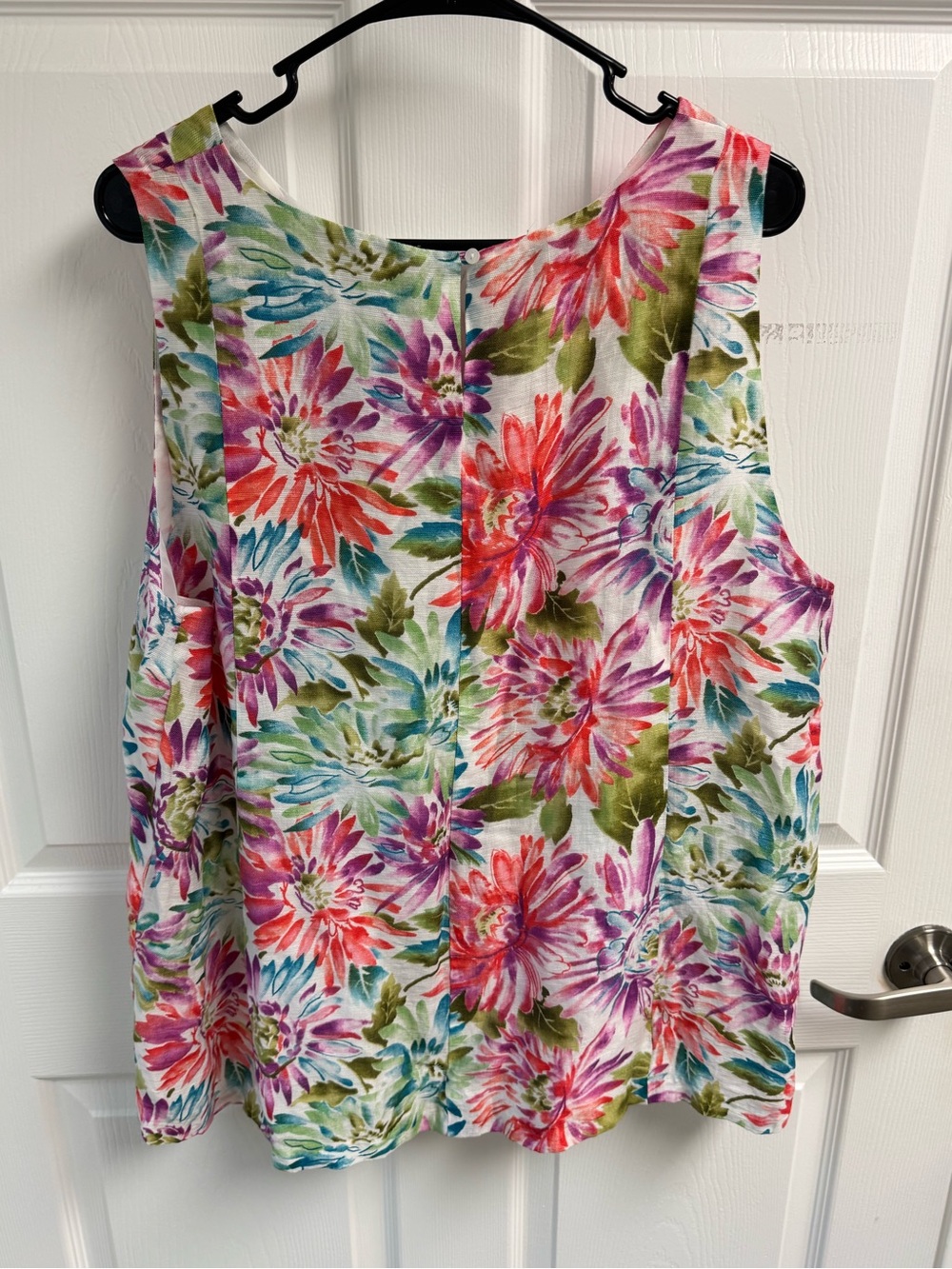Ann Taylor Floral Sleeveless Women's Top in Multi-Color Linen Blendโ XXL